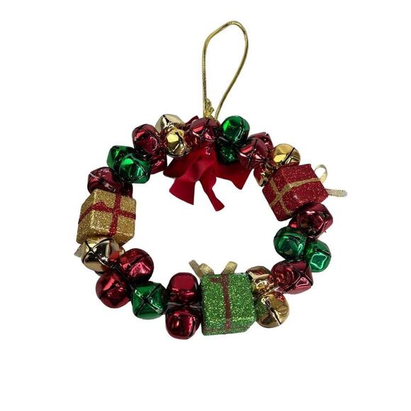 Christmas Jingle Bell Wreath Multicolor Holiday Door Decoration - Picture 3 of 15